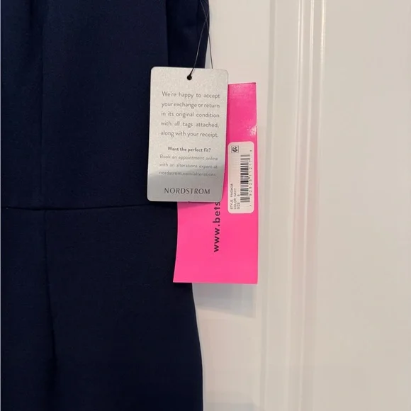 New Betsey Johnson Navy Stretch Ruffle Sheath Pencil Midi Dress Size 6 NWT - Picture 11 of 14